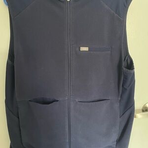 Figs Navy Zip Vest with Front Pockets